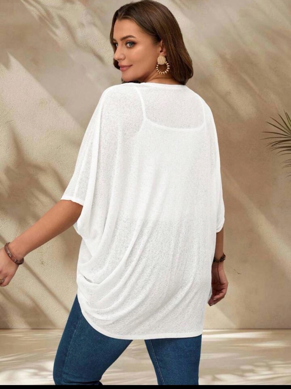 Women's Open-Front White Lightweight Cardigan Sweater - Picture 2 of 8